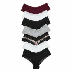 Victoria’s Secret Victoria's Secret Dark Neutral Black And White Mix 7 Pack Lace Waist Cheeky Panties