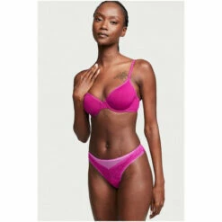 Victoria’s Secret Victoria's Secret Pink Lace Stripe Waist Thong Panty