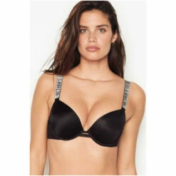 Victoria’s Secret Victoria's Secret Black Smooth Shine Strap Plunge Push Up Bra