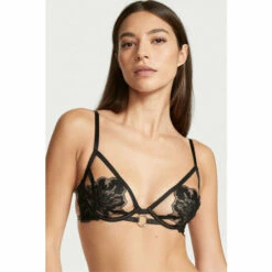 Victoria’s Secret Victoria's Secret Black Embroidered Unlined Demi Bra