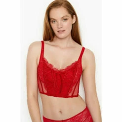 Victoria’s Secret Victoria's Secret Lipstick Red Lace Unlined Non Wired Corset Bra Top -Victoria's Secret Shop unnamed file 3101