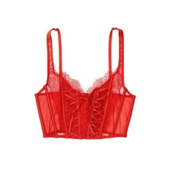 Victoria’s Secret Victoria's Secret Lipstick Red Lace Unlined Non Wired Corset Bra Top -Victoria's Secret Shop unnamed file 3104