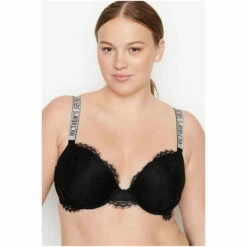 Victoria’s Secret Victoria's Secret Black Lace Shine Strap Plunge Push Up Bra