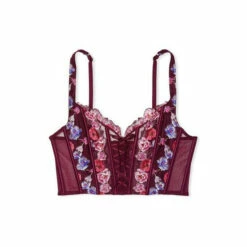 Victoria’s Secret Victoria's Secret Burgundy Purple Embroidered Unlined Non Wired Corset Bra Top -Victoria's Secret Shop unnamed file 3307