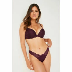 Victoria’s Secret Victoria's Secret Purple Floral Lace Thong Panty