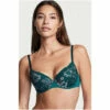 Victoria’s Secret Victoria's Secret Deepest Green Lace Lightly Lined Demi Bra
