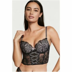 Victoria’s Secret Victoria's Secret Black Lace Lightly Lined Corset Bra Top
