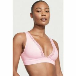 Victoria’s Secret Victoria's Secret Babydoll Pink Cotton Lace Trim Unlined Bralette