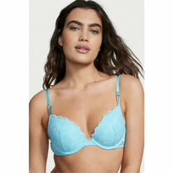 Victoria’s Secret Victoria's Secret Breaker Blue Lace Push Up T-Shirt Bra