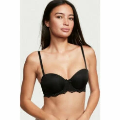Victoria’s Secret Victoria's Secret Black Smooth Lace Wing Lightly Lined Multiway Strapless Bra