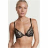 Victoria’s Secret Victoria's Secret Black Embroidered Unlined Demi Bra