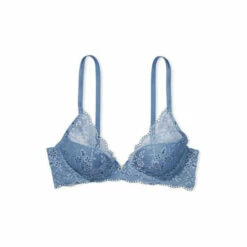 Victoria’s Secret Victoria's Secret Faded Denim Blue Lace Plunge Lightly Lined Half Pad Bra -Victoria's Secret Shop unnamed file 3874