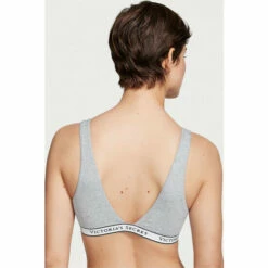 Victoria’s Secret Victoria's Secret Heather Grey Cotton Logo Strap Unlined Bralette -Victoria's Secret Shop unnamed file 4022
