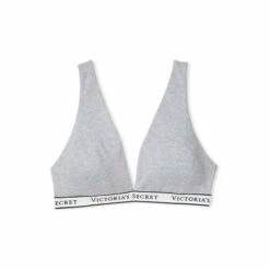 Victoria’s Secret Victoria's Secret Heather Grey Cotton Logo Strap Unlined Bralette -Victoria's Secret Shop unnamed file 4023