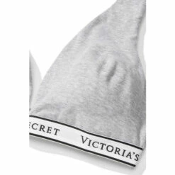 Victoria’s Secret Victoria's Secret Heather Grey Cotton Logo Strap Unlined Bralette -Victoria's Secret Shop unnamed file 4024