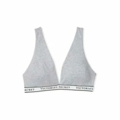 Victoria’s Secret Victoria's Secret Heather Grey Cotton Logo Strap Unlined Bralette -Victoria's Secret Shop unnamed file 4025