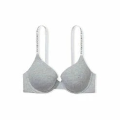 Victoria’s Secret Victoria's Secret Medium Heather Gray Smooth Logo Strap Full Cup Push Up T-Shirt Bra -Victoria's Secret Shop unnamed file 4040