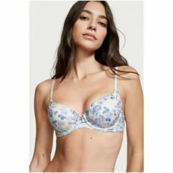Victoria’s Secret Victoria's Secret Blue Blooming Toile Print Smooth Lightly Lined Demi Bra