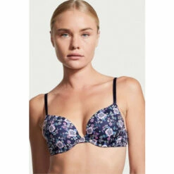 Victoria’s Secret Victoria's Secret Retro Floral Navy Blue Smooth Push Up T-Shirt Bra