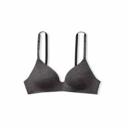 Victoria’s Secret Victoria's Secret Black Marl Smooth Logo Strap Lightly Lined Non Wired T-Shirt Bra -Victoria's Secret Shop unnamed file 4287