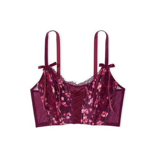 unnamed-file-4315.jpg Victoria’s Secret Victoria's Secret Peony Print Burgundy Purple Smooth Unlined Non Wired Corset Bra Top -Victoria's Secret Shop unnamed file 4315