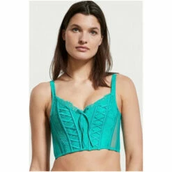 Victoria’s Secret Victoria's Secret Unlined Lace Up Bra Top In Floral Lace