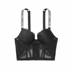Victoria’s Secret Victoria's Secret Black Lace Shine Strap Plunge Push Up Corset Bra Top -Victoria's Secret Shop unnamed file 4484