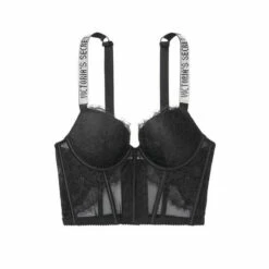 Victoria’s Secret Victoria's Secret Black Lace Shine Strap Plunge Push Up Corset Bra Top -Victoria's Secret Shop unnamed file 4485