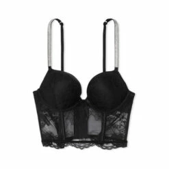 Victoria’s Secret Victoria's Secret Black Add 2 Cups Shine Strap Lace Corset Bra Top -Victoria's Secret Shop unnamed file 4490
