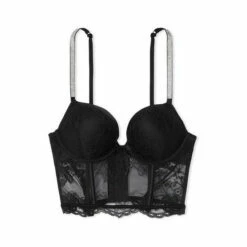 Victoria’s Secret Victoria's Secret Black Add 2 Cups Shine Strap Lace Corset Bra Top -Victoria's Secret Shop unnamed file 4492