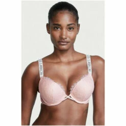 Victoria’s Secret Victoria's Secret Purest Pink Add 2 Cups Shine Strap Lace Push Up Bra