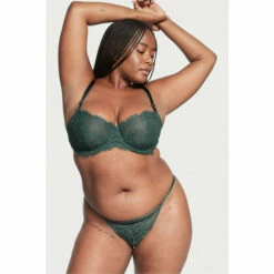 Victoria’s Secret Victoria's Secret Midnight Jade Blue Lace Unlined Balcony Bra