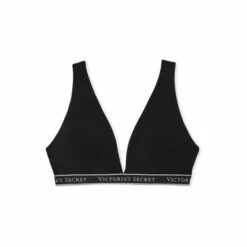 Victoria’s Secret Victoria's Secret Black Cotton Logo Strap Unlined Bralette -Victoria's Secret Shop unnamed file 4649
