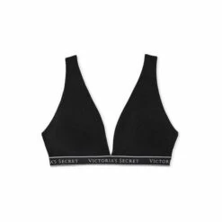 Victoria’s Secret Victoria's Secret Black Cotton Logo Strap Unlined Bralette -Victoria's Secret Shop unnamed file 4651
