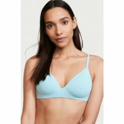Victoria’s Secret Victoria's Secret Breaker Blue Smooth Logo Strap Lightly Lined Non Wired T-Shirt Bra