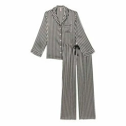 Victoria’s Secret Victoria's Secret Black & White Iconic Stripe Satin Long Pajama Set -Victoria's Secret Shop unnamed file 5040
