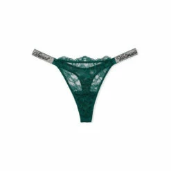 Victoria’s Secret Victoria's Secret Deepest Green Shine Strap Lace Thong Panty -Victoria's Secret Shop unnamed file 834